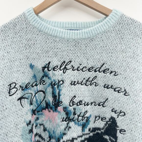 Aelfric Eden City of Love AW23 Crewneck Knit Sweater in Light Blue Size S NWT - Picture 4 of 15